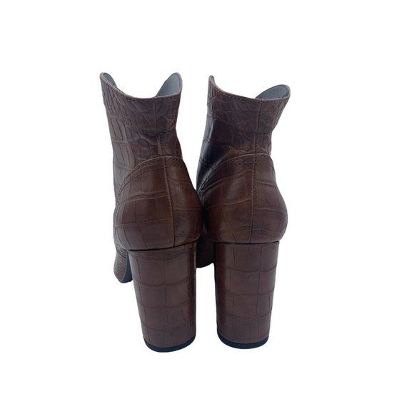 Mango Size 38 (US 7.5) Brown Faux Leather Pointed Toe Block Heel Booties - Picture 4 of 10